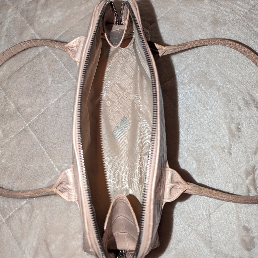 Furla Croc Embossed Beige Leather Satchel - Picture 14 of 15